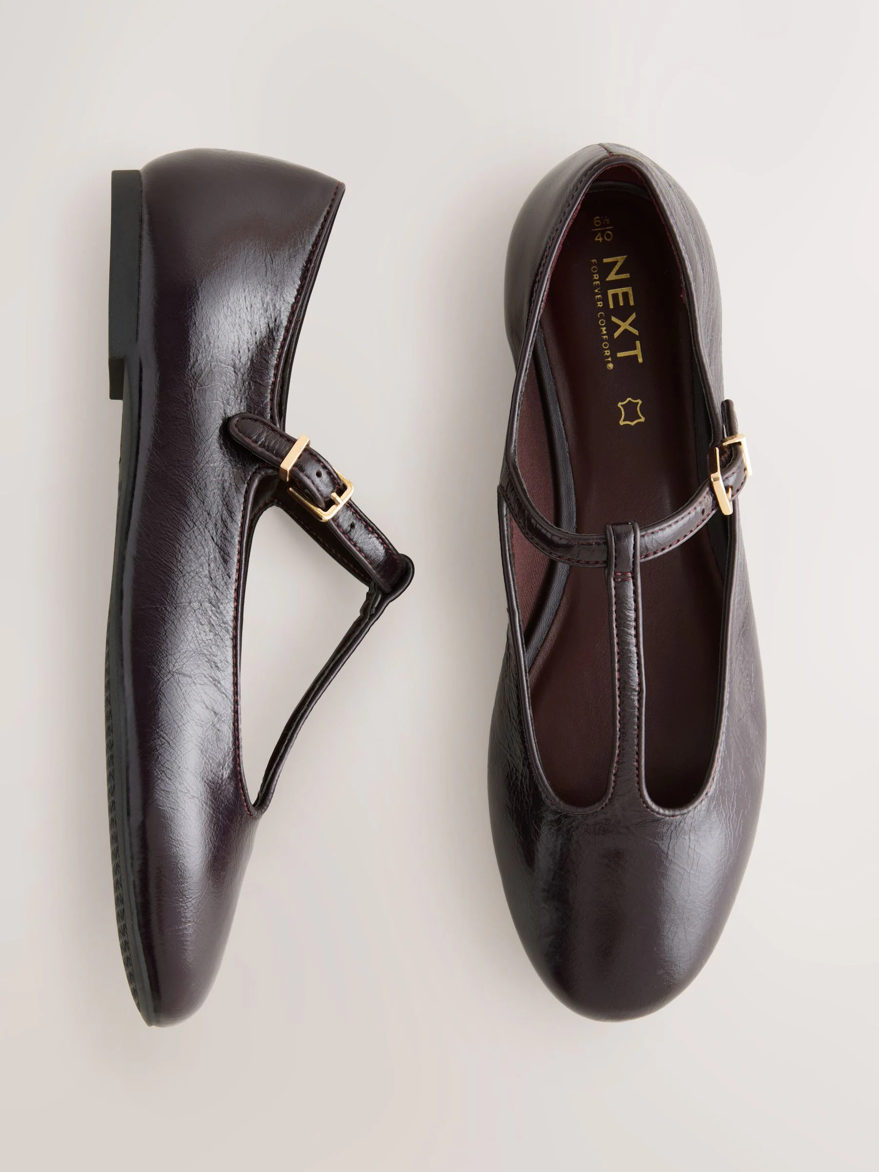 Bordeauxrood - Forever Comfort® leren T-Bar Mary Jane-schoenen
