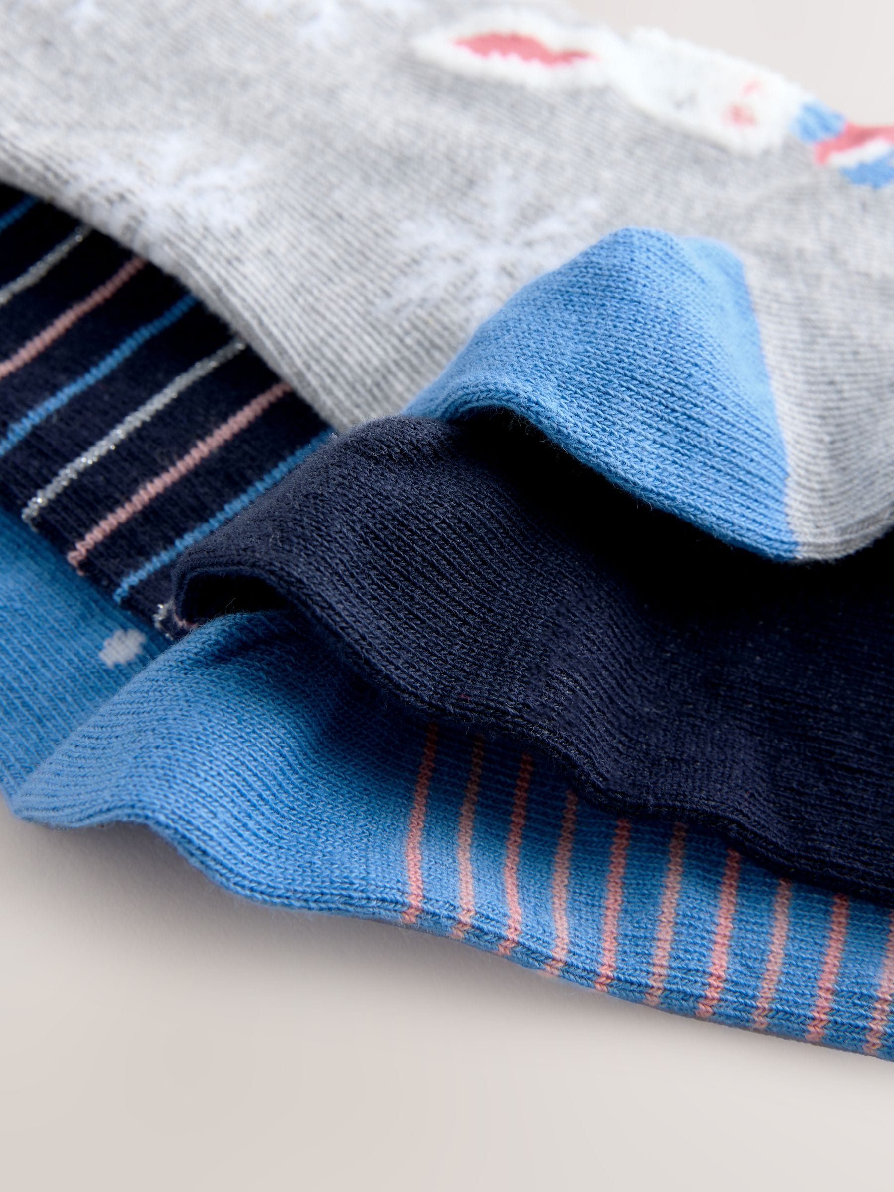 . Blauw en grijs - Cotton Rich Chirstmas Karakter Enkel Sokken 3 Pak
