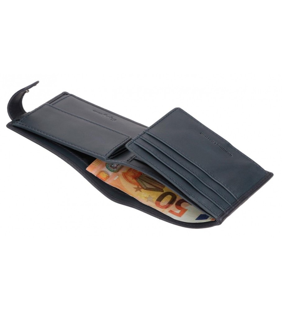 Carteira vertical Pepe Jeans Cracker em couro azul marinho com fecho de clique.