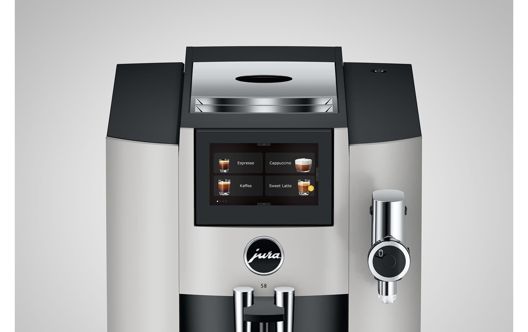 Kaffeevollautomat S8 Platin (SB)<br>Zwei-Tassen-Vollautomat für eine Vielzahl von Kaffeegetränken