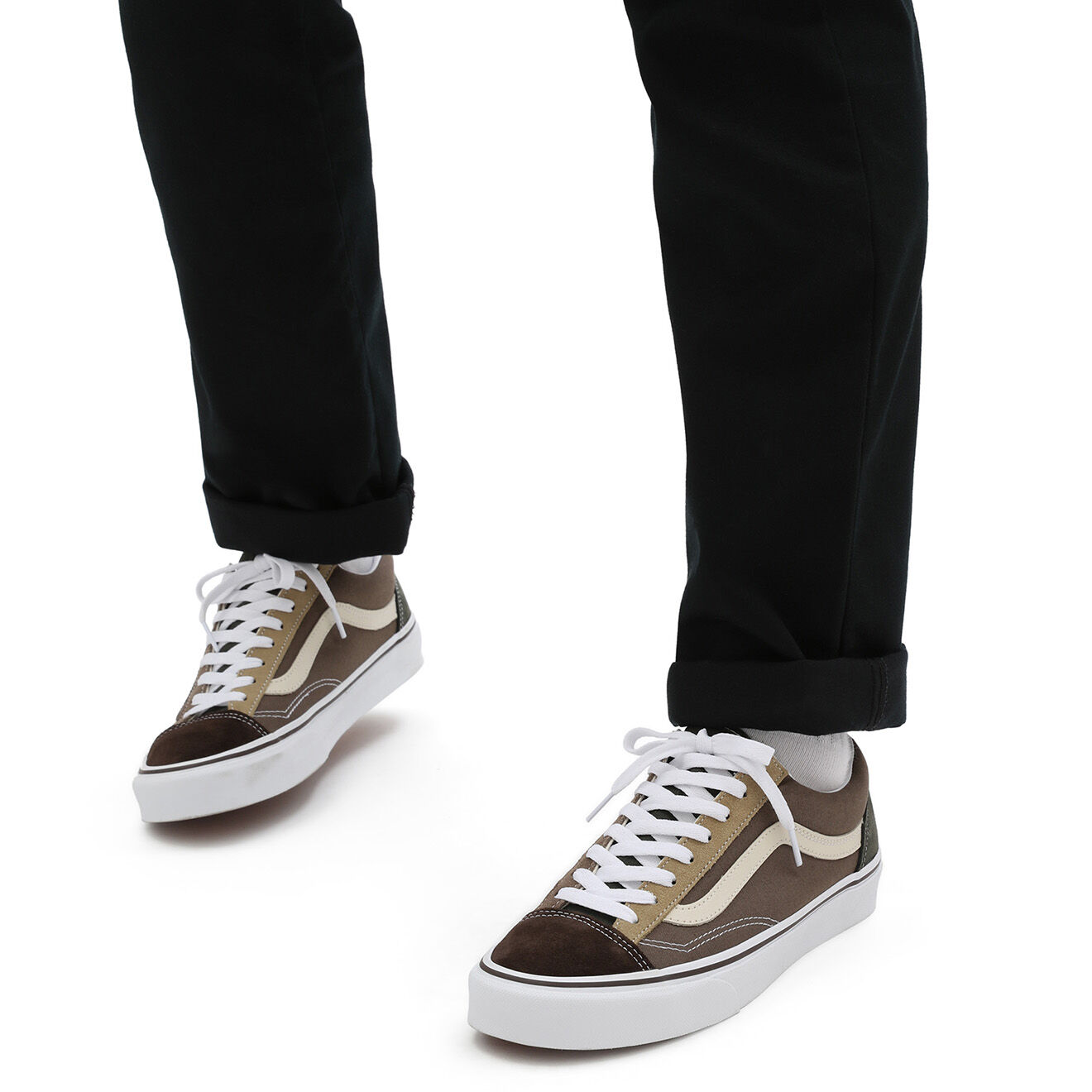 Vans Sneakers en Velours de Cuir & Textile Style 36 color block marron