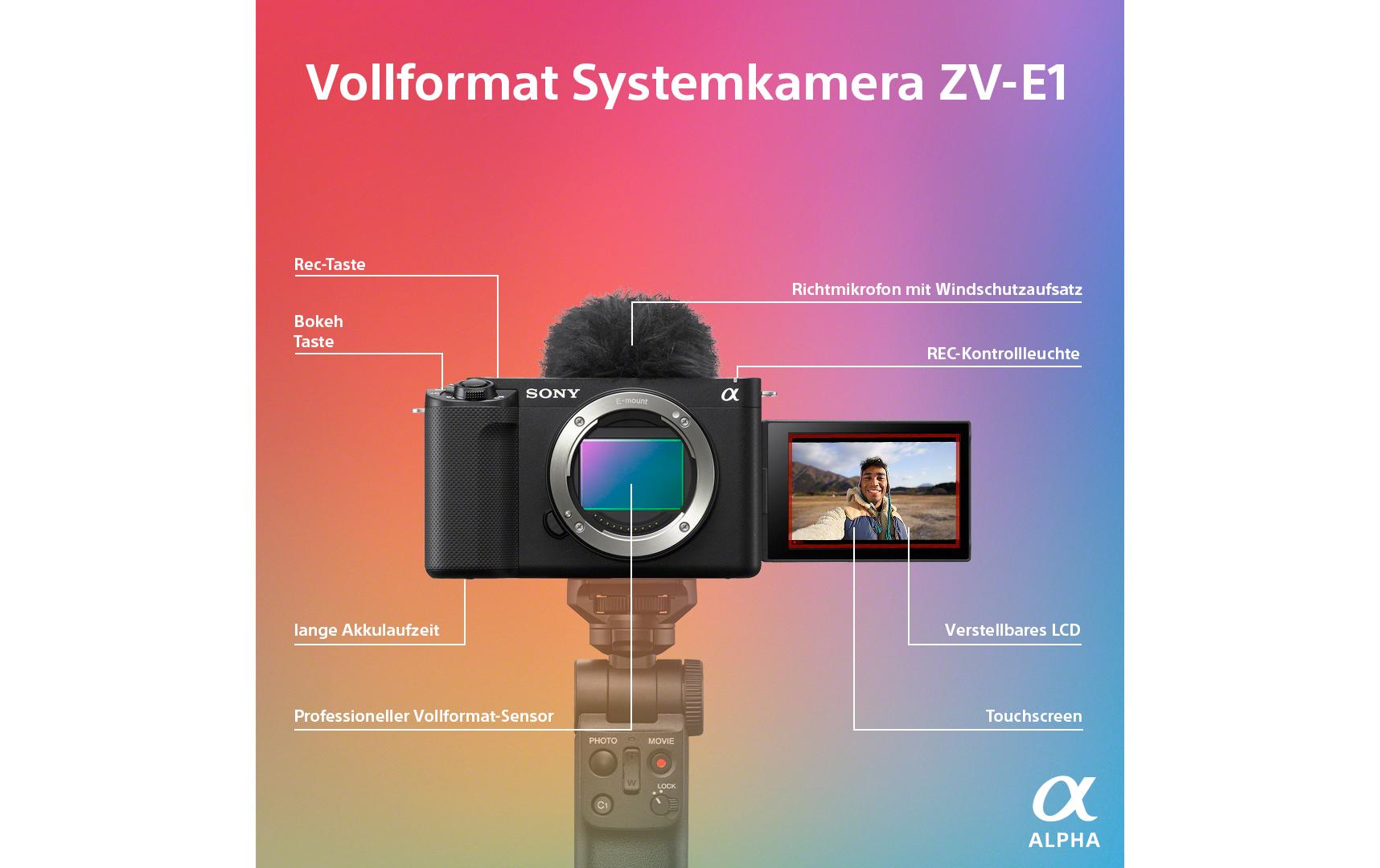 Fotokamera ZV-E1 Body<br>Vollformat-Vlog-Kamera – Nutzen Sie Ihr volles Vlogging-Potenzial