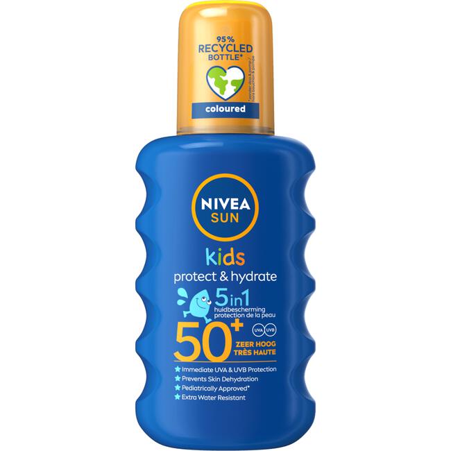 NIVEA SUN Kids Zonnebrand Hydraterende Groen Gekleurde Zonnespray SPF 50+ 200 ML
