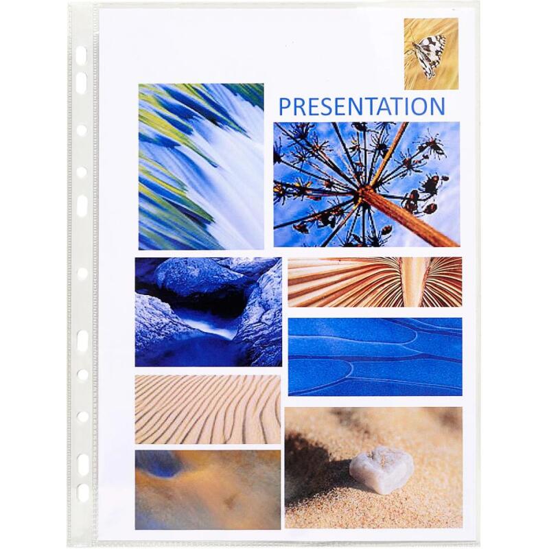 Sachet de 10 pochettes perforées - PVC lisse - A4 - Cristal