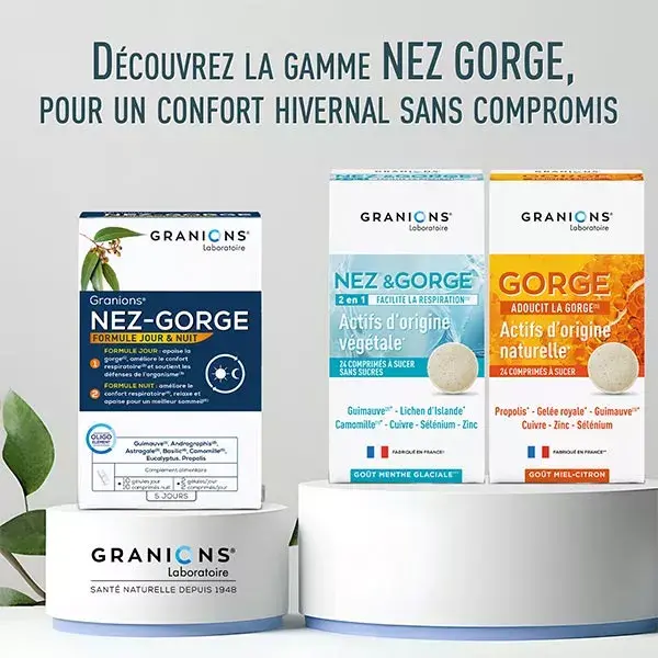 Granions Nez&Gorge Confort Respiratoire Goût Menthe 24 comprimés à sucer