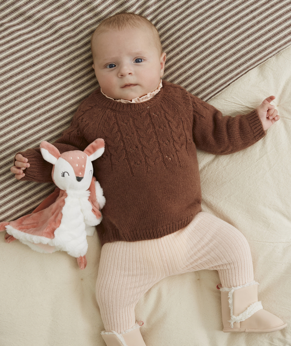 PULL MARRON BÉBÉ FILLE EN MAILLE AJOURÉE