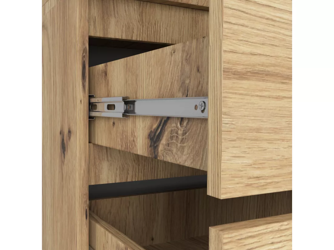 Armoire AKORD S90 avec miroir Chêne Artisan 90 cm 2 portes 2 tiroirs façade Chêne Artisan 4 étagères 90x51x180 cm