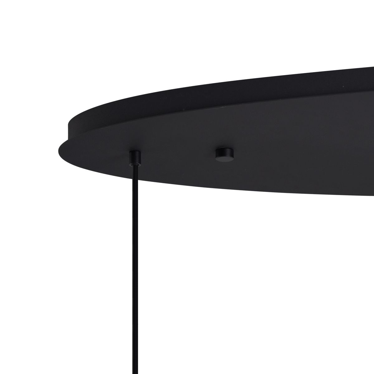 Art deco hanglamp zwart met ovale plafondplaat en smoke glas 6-lichts - Douglass