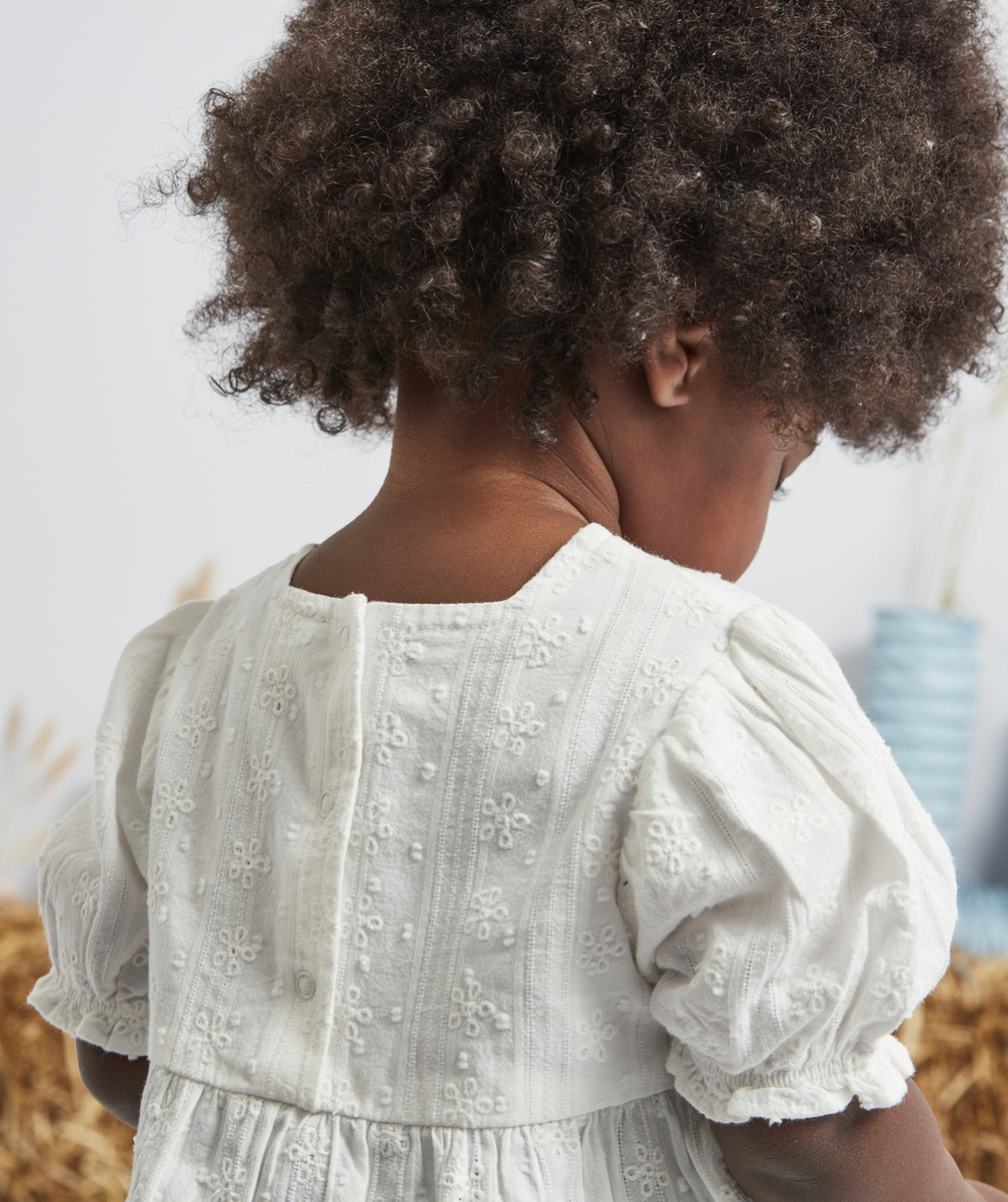 BLOUSE BÉBÉ FILLE EN COTON BLANCHE AVEC BRODERIES