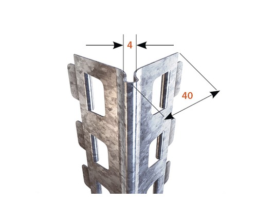 CATNIC kantrichtprofiel, gegalvaniseerd staal, voor pleisterdikte 10 mm, 2500 x 40 x 40 mm, bundel = 25 stuks