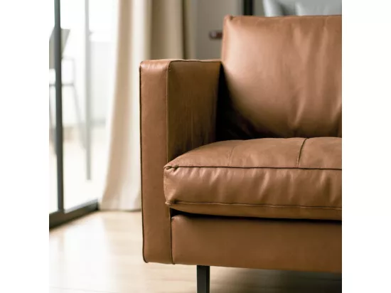 RODEO - Canapé vintage 3 places en cuir recyclé marron