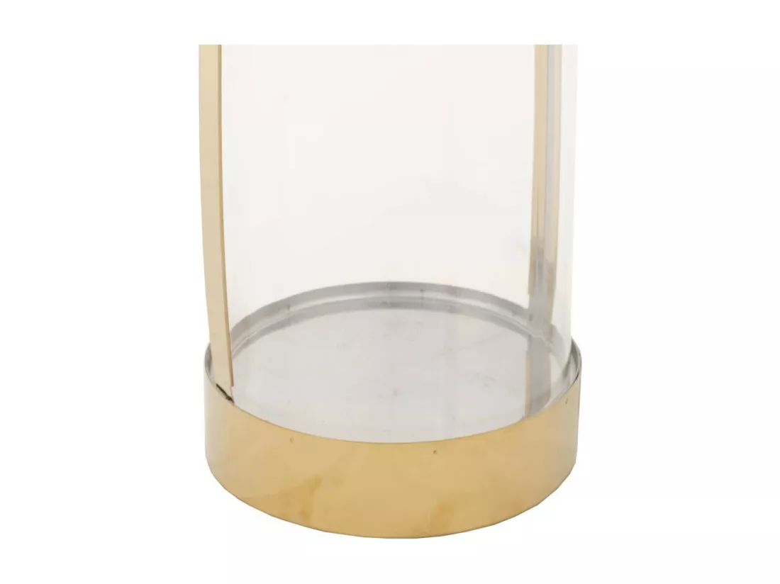 Lanterne en acier inoxydable et cristal doré 12,5x12,5x23h