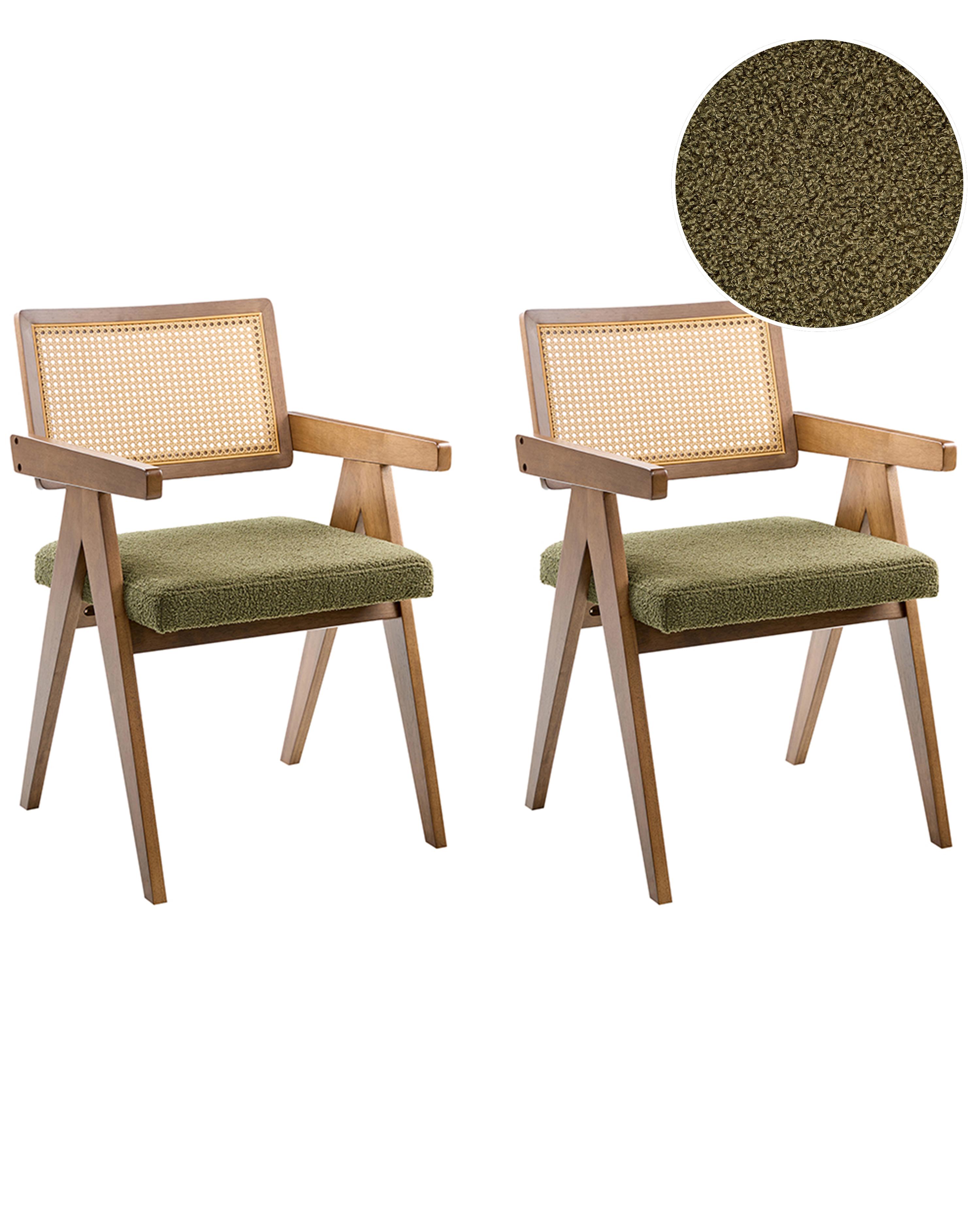 Set van 2 eetkamerstoelen AVA Hout Donkerbruin/groen