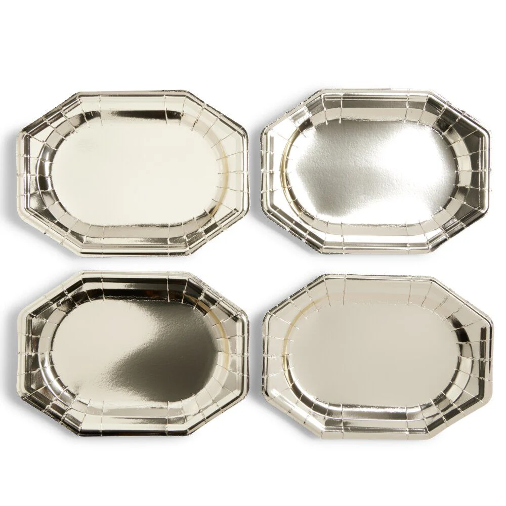 Plateaux de présentation ovale x4 carton métallisé doré 25x34cm