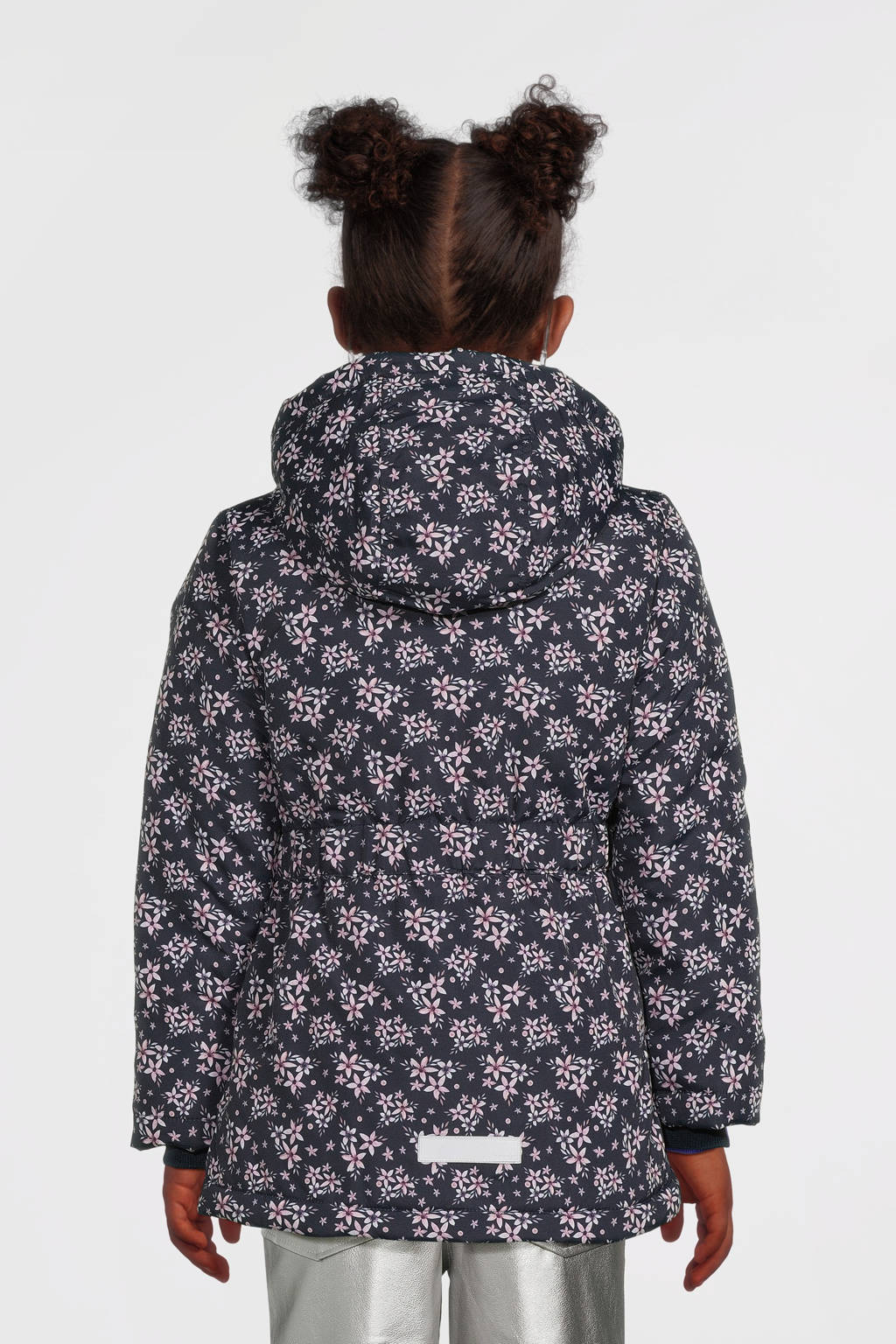 NAME IT winterjas NKFMAXI met all over print donkerblauw/roze