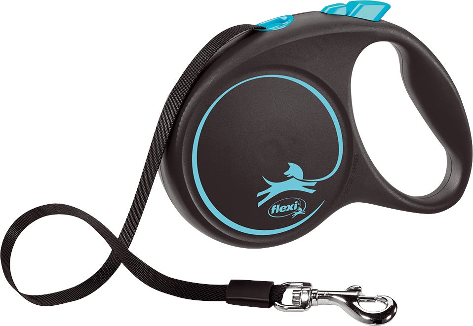 Flexi hondenriem rollijn Black Design tape L blauw 5 m
