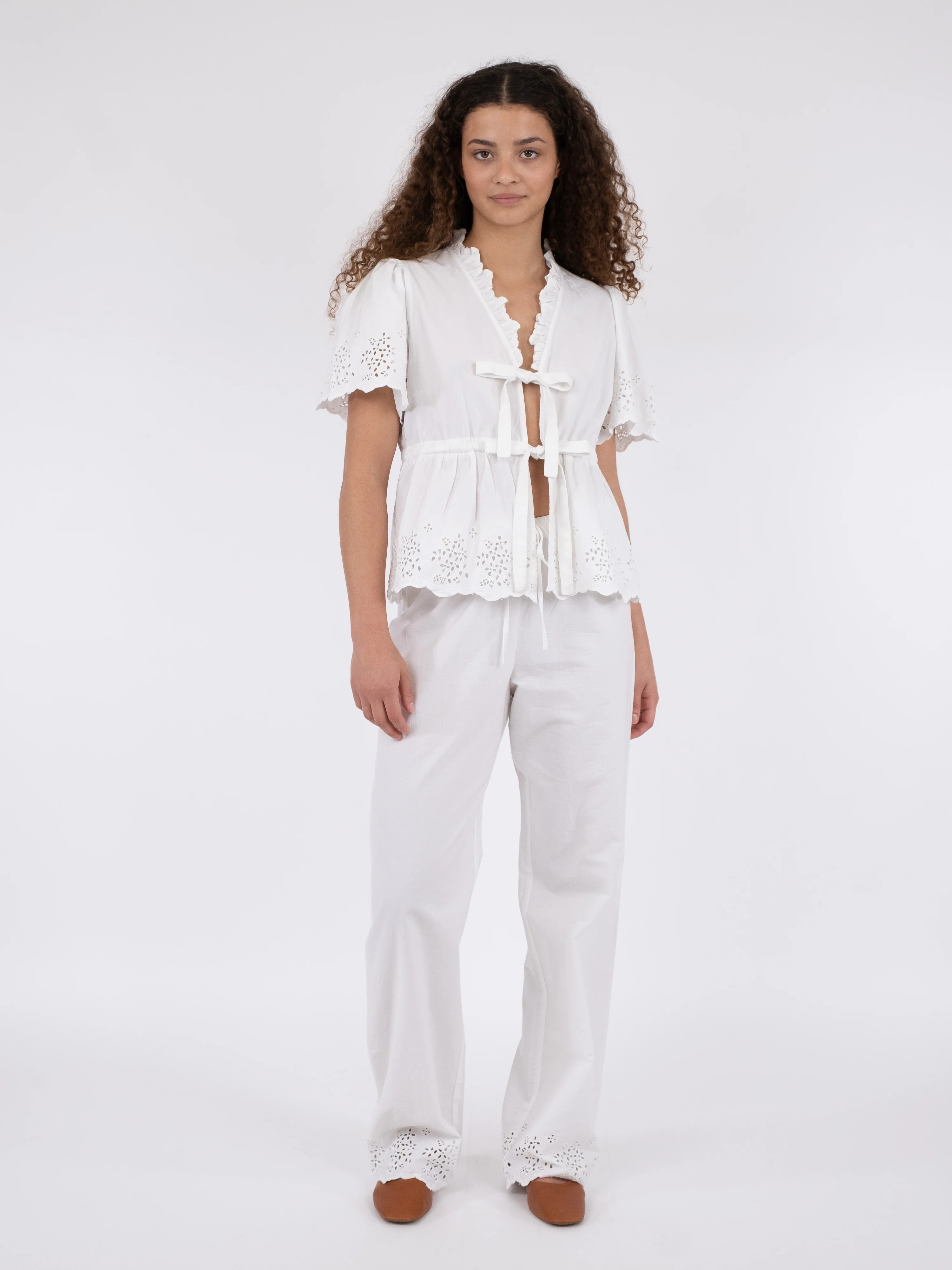 Neo Noir  Satsi Embroidery bluse - hvid