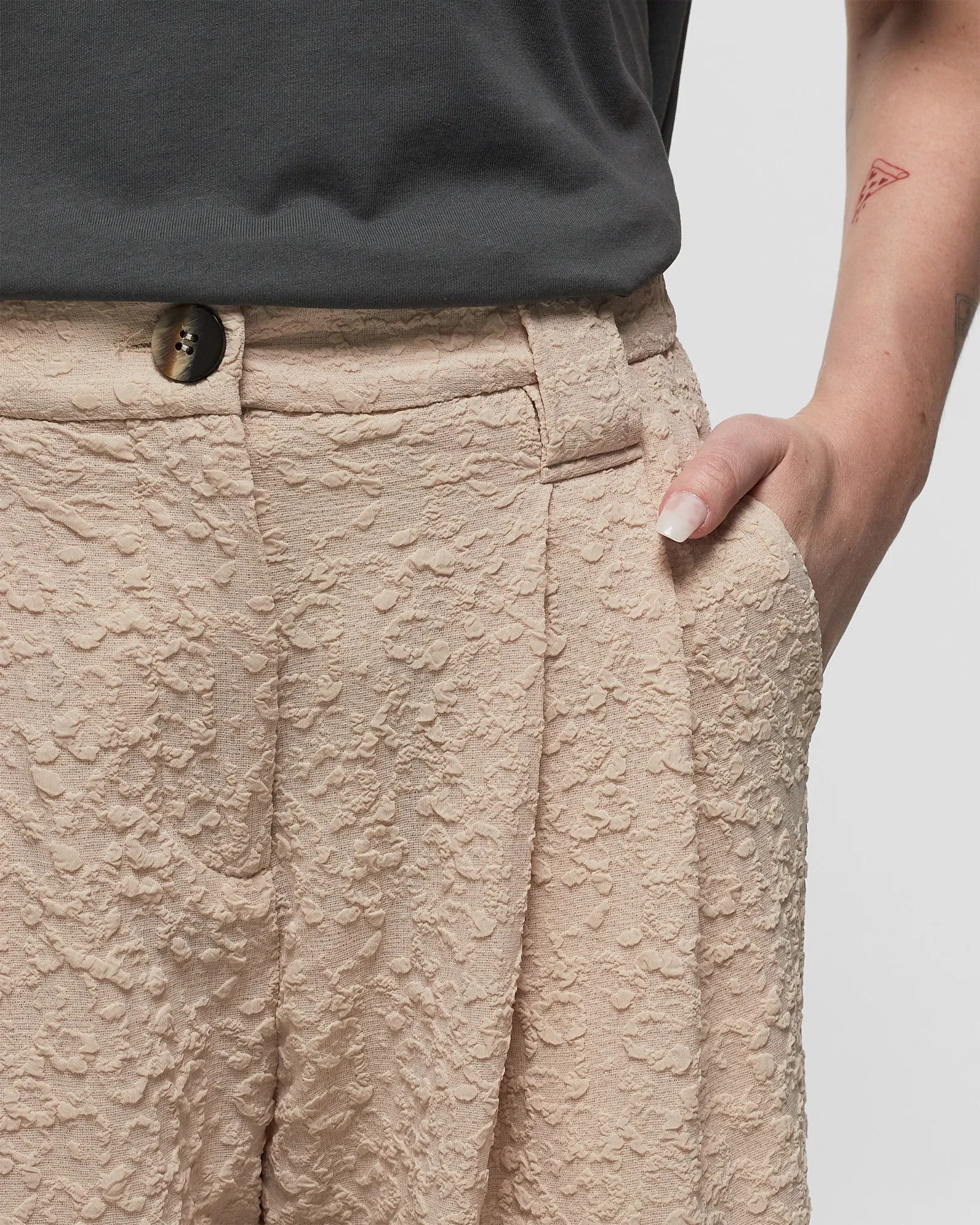 Ganni Textured Suiting Mid Waist Pants