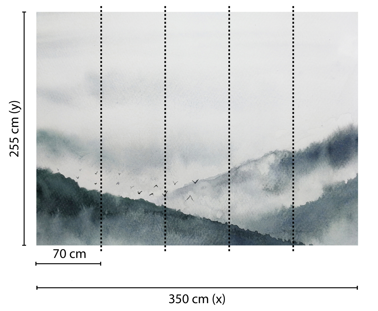 Fototapete DESIGNWALLS - grau-schwarz - Berge - 2,55 Meter
