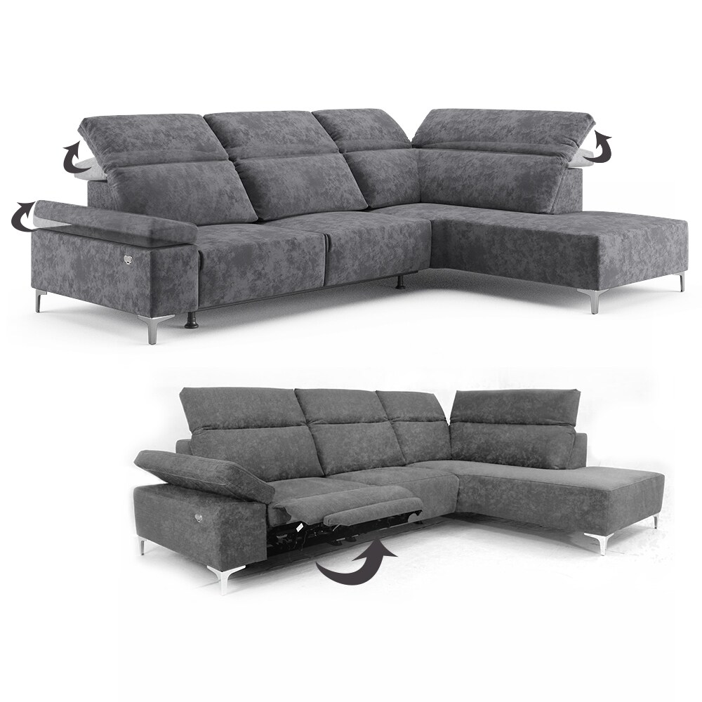 VitaliSpa Ecksofa Loungesofa Boxspringsofa James Anthrazit Relaxfunktion 301x86 cm modern Wohnzimmer Sofa Wohnzimmercouch Loungeecke Polstereckcouch Taschenfederkern USB-Anschluss Fußteil ausfahrbar