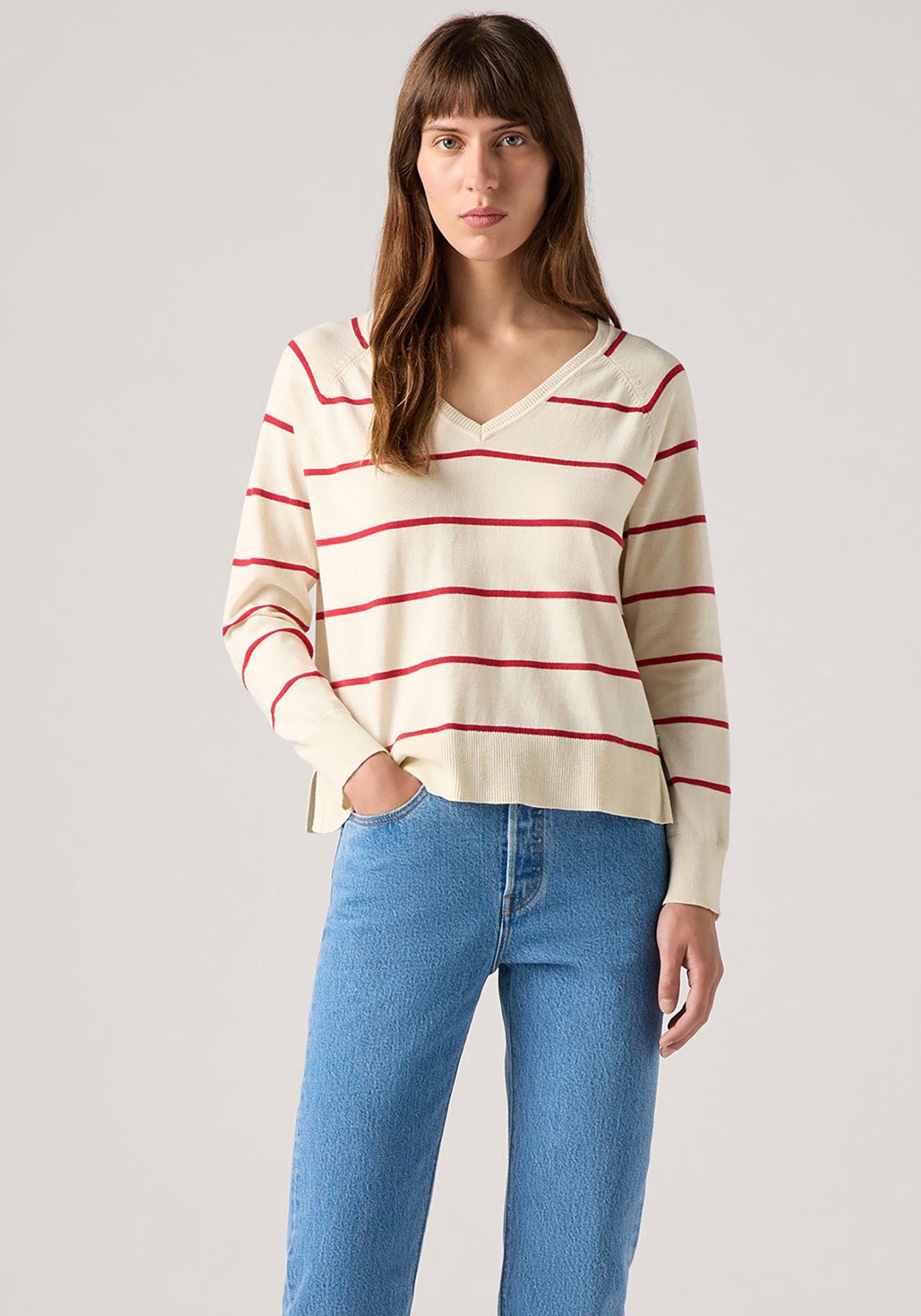 Levi's® Longpullover »PETAL VNECK SWEATER« mit Rippbündchen