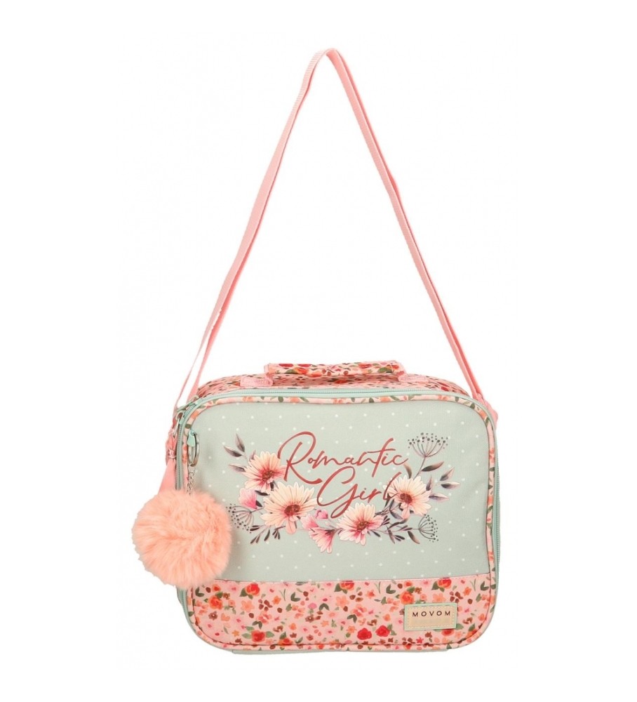 Nécessaire Movom com alça de ombro ajustável, modelo Movom Romantic Girl, verde - 25x21x11cm -