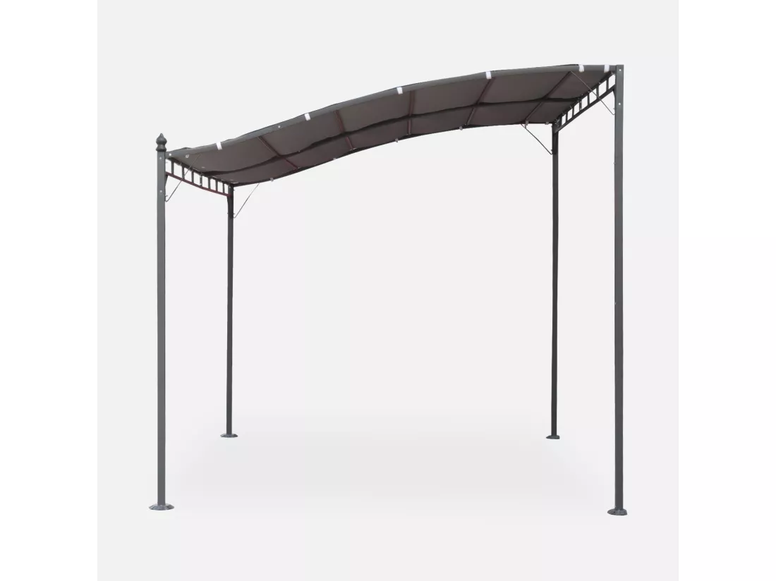 Pergola adossée 3x2.5m - Brestum - Toile grise - Pergola murale