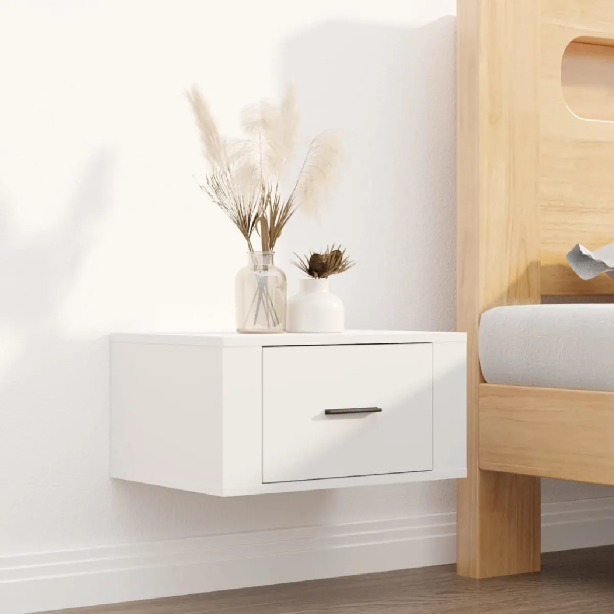 vidaXL Table de Chevet Murale - Blanc