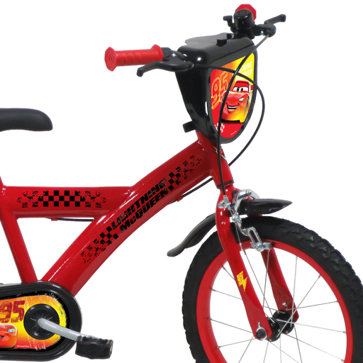 Bicicleta infantil Cars de 16 polegadas para crianças de 5 a 7 anos