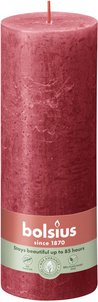 Bolsius stompkaars Rustiek Shine rood 85 uur D 6,8 H 19 cm