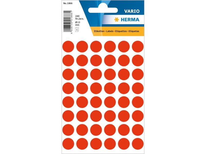 Herma Stickers Klebepunkte Vario Ø 13 mm, Neonrot Markierungspunkte Sticker