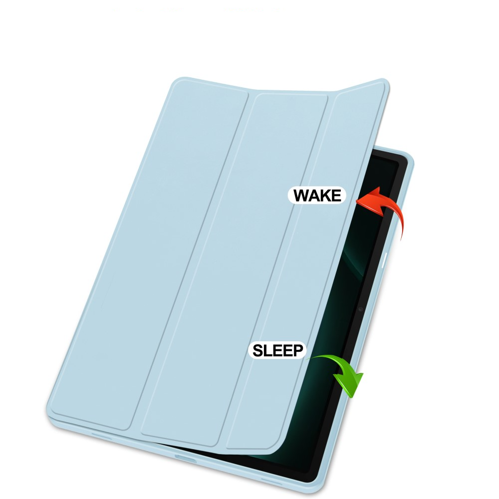 Samsung Galaxy Tab S9 FE  Plus Leder Tasche Smart Cover Hülle S-Pen Halterung - Hellblau