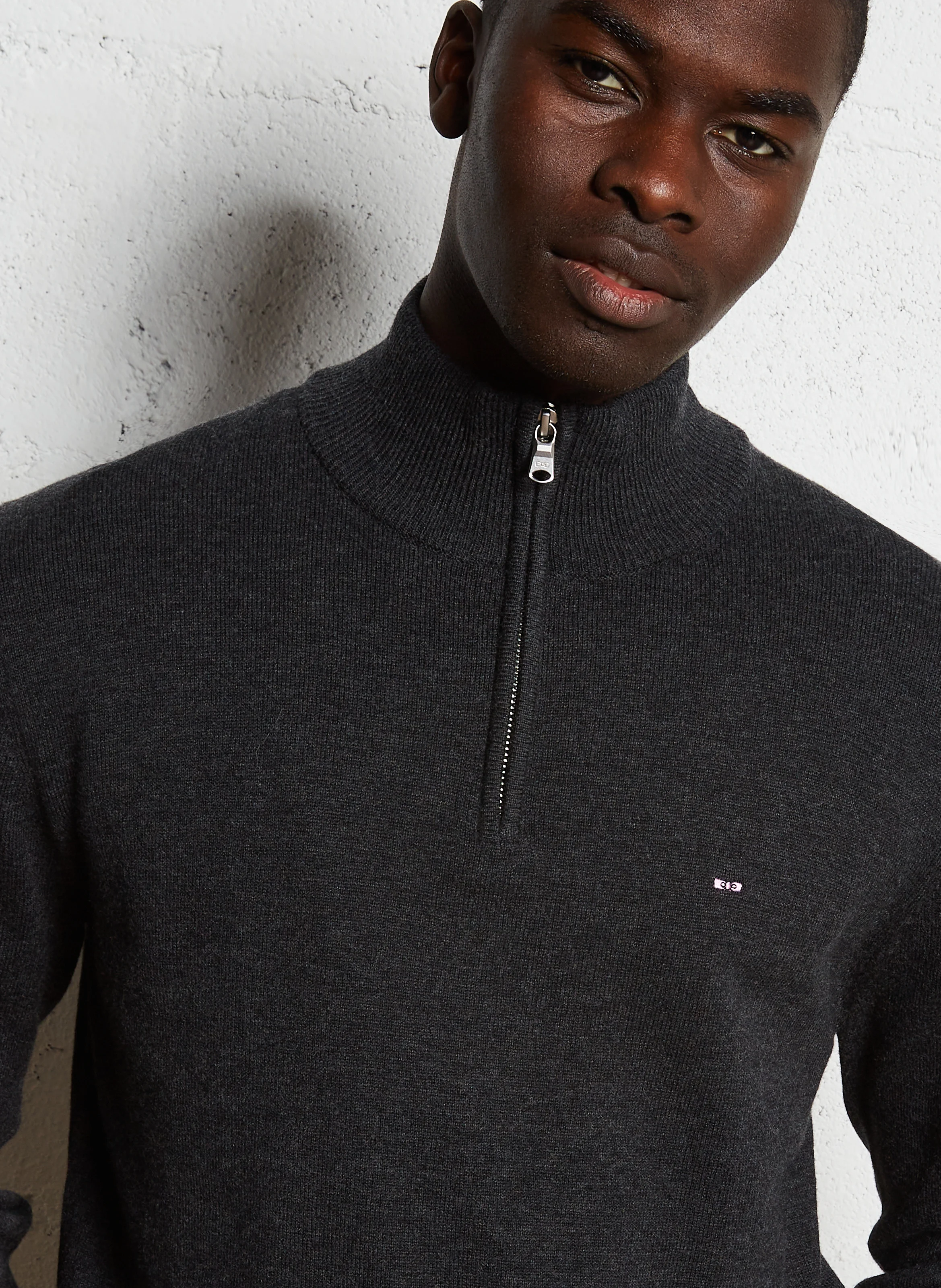 Pull droit en coton et laine | Gris