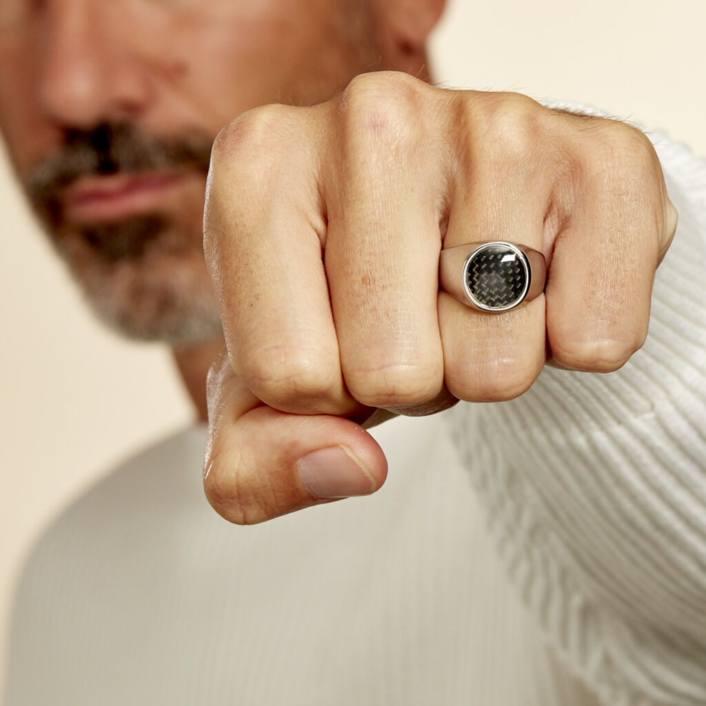 Bague Jourdan Homme Arecibo Acier Blanc Carbone