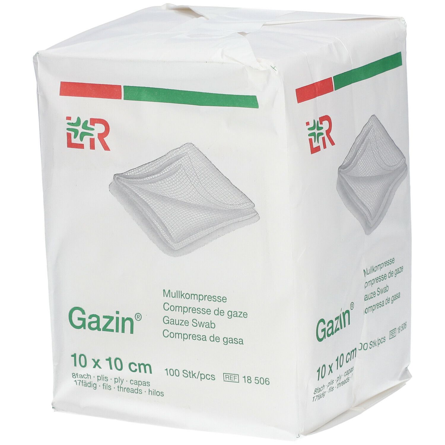Gazin® Mullkompresse 10 cm x 10 cm unsteril 8 lagig