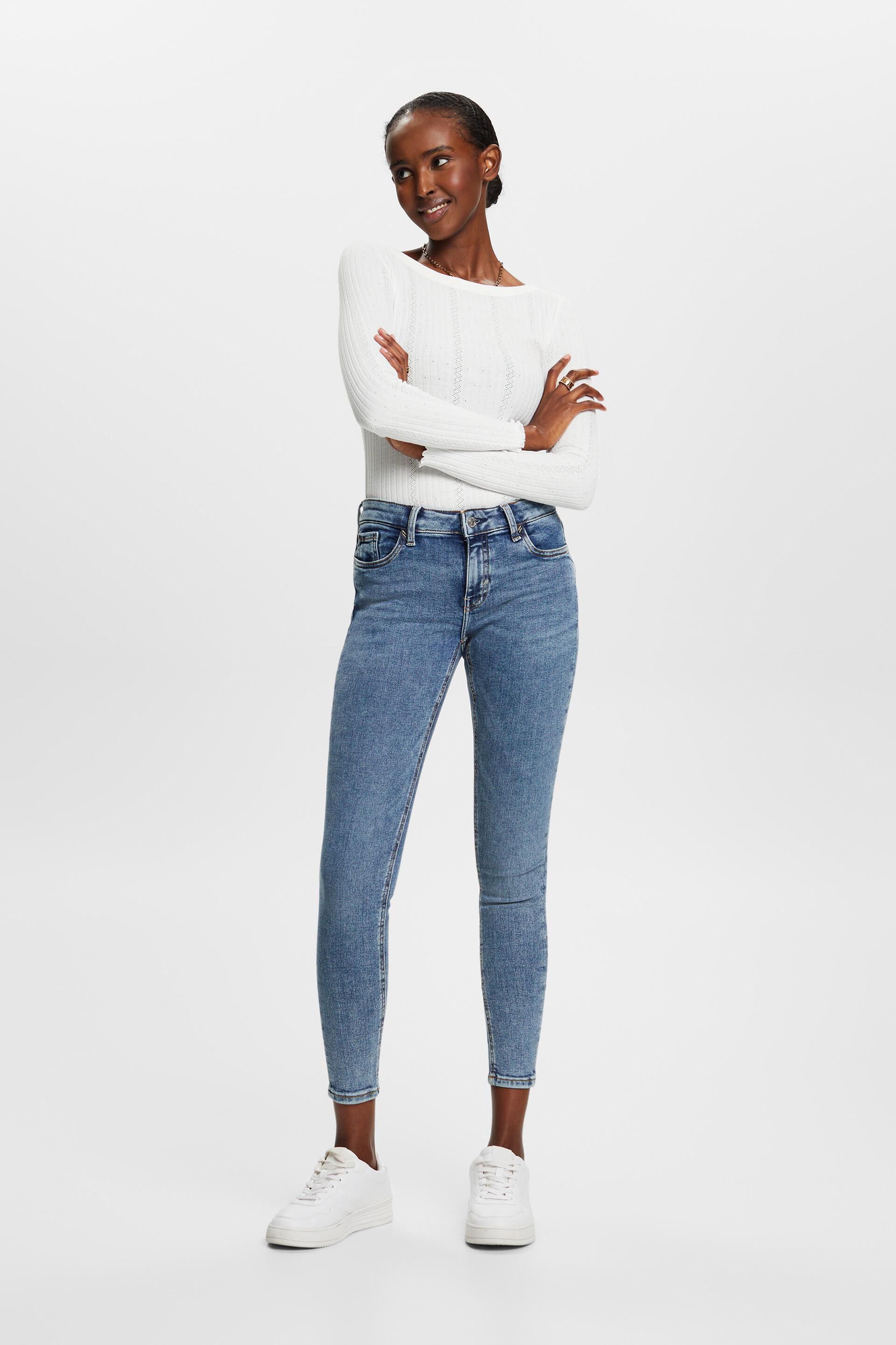 En matière recyclée : jean stretch de coupe Skinny Fit taille mi-haute