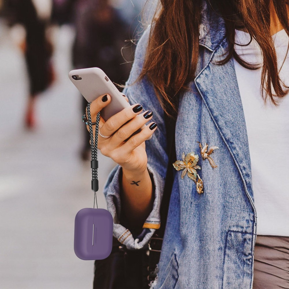 AirPods Pro 2 / AirPods Pro Silikon Schutzhülle Abdeckung mit Handschlaufe - Violett
