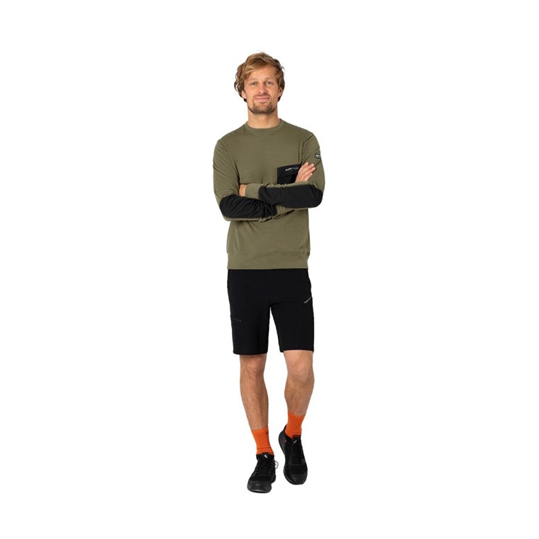 Super.natural Alpine Pocket Crew Pullover Men Olive Night Melange/Jet Black