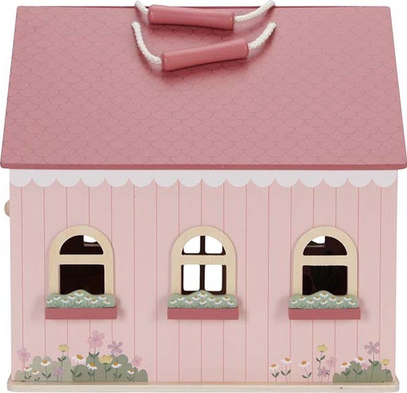 Little Dutch - Draagbaar Houten Poppenhuis - Roze - FSC Hout - Inclusief Inrichting
