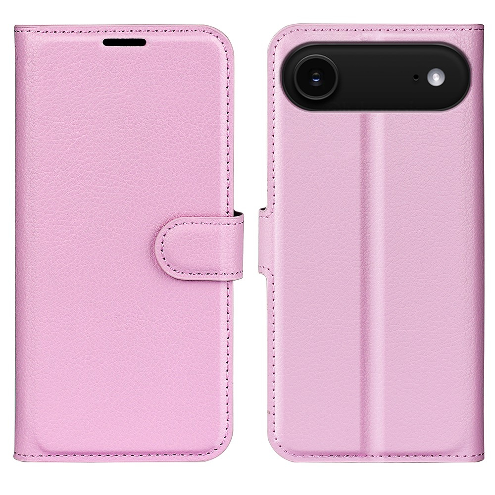iPhone Air Leder Tasche Flip Cover Litchi Look - Rosa