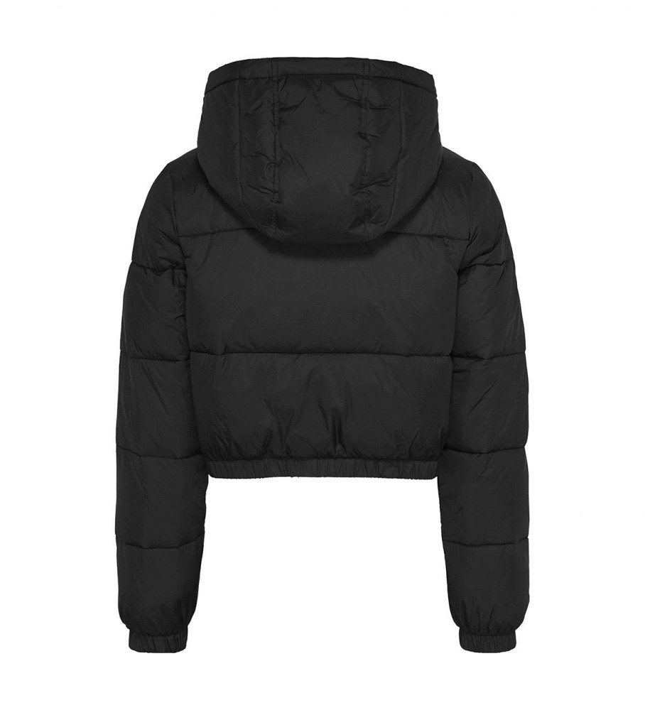 Jaqueta puffer com capuz Tommy Jeans, preta