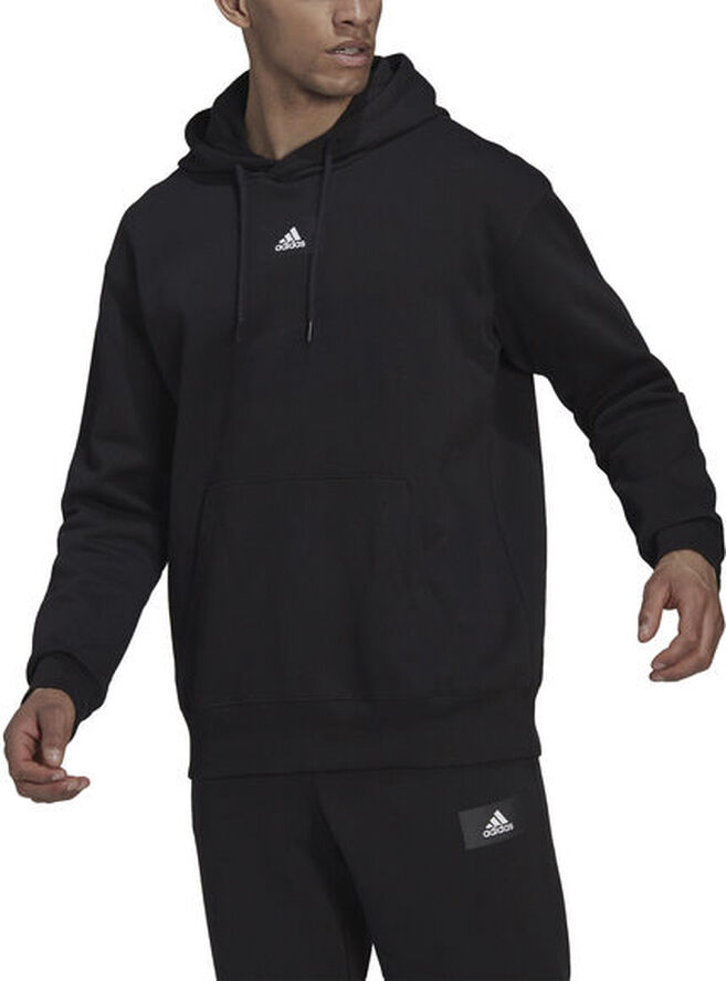 adidas Essentials FeelVivid Cotton Fleece Drop Shoulder hættetrøje Sort