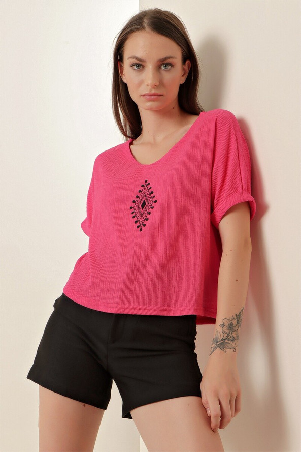 MT Clothes P-CHEM_BROD - Chemisier Brodé Col V