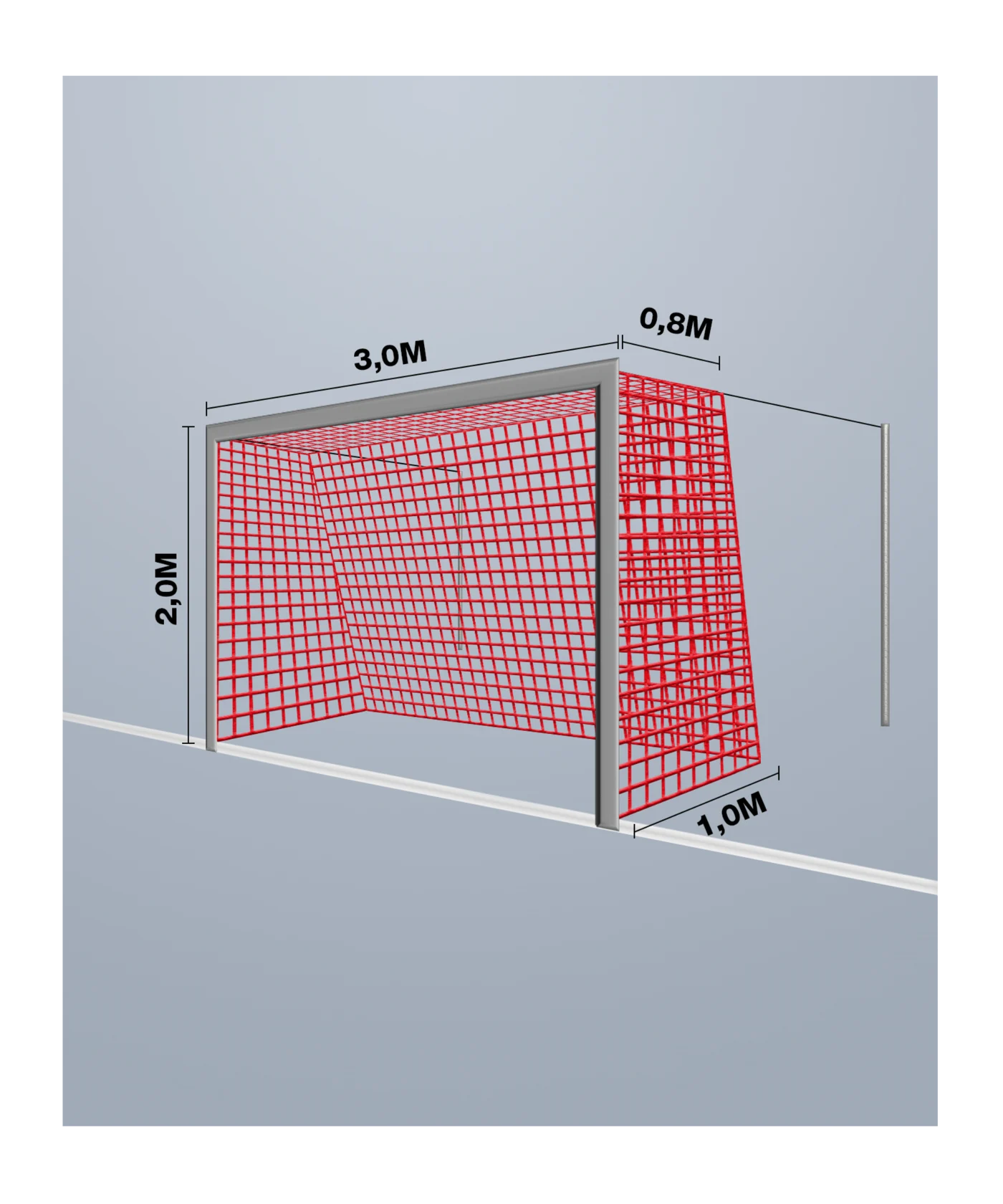 Cawila Tornetz 3,00x2,00m | Tiefe 0,8x1,0m | Maschenweite 10cm | Stärke 4mm | rot