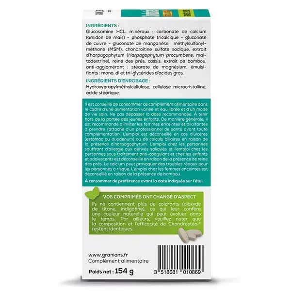 Granions Chondrostéo Articulações 180 comprimidos
