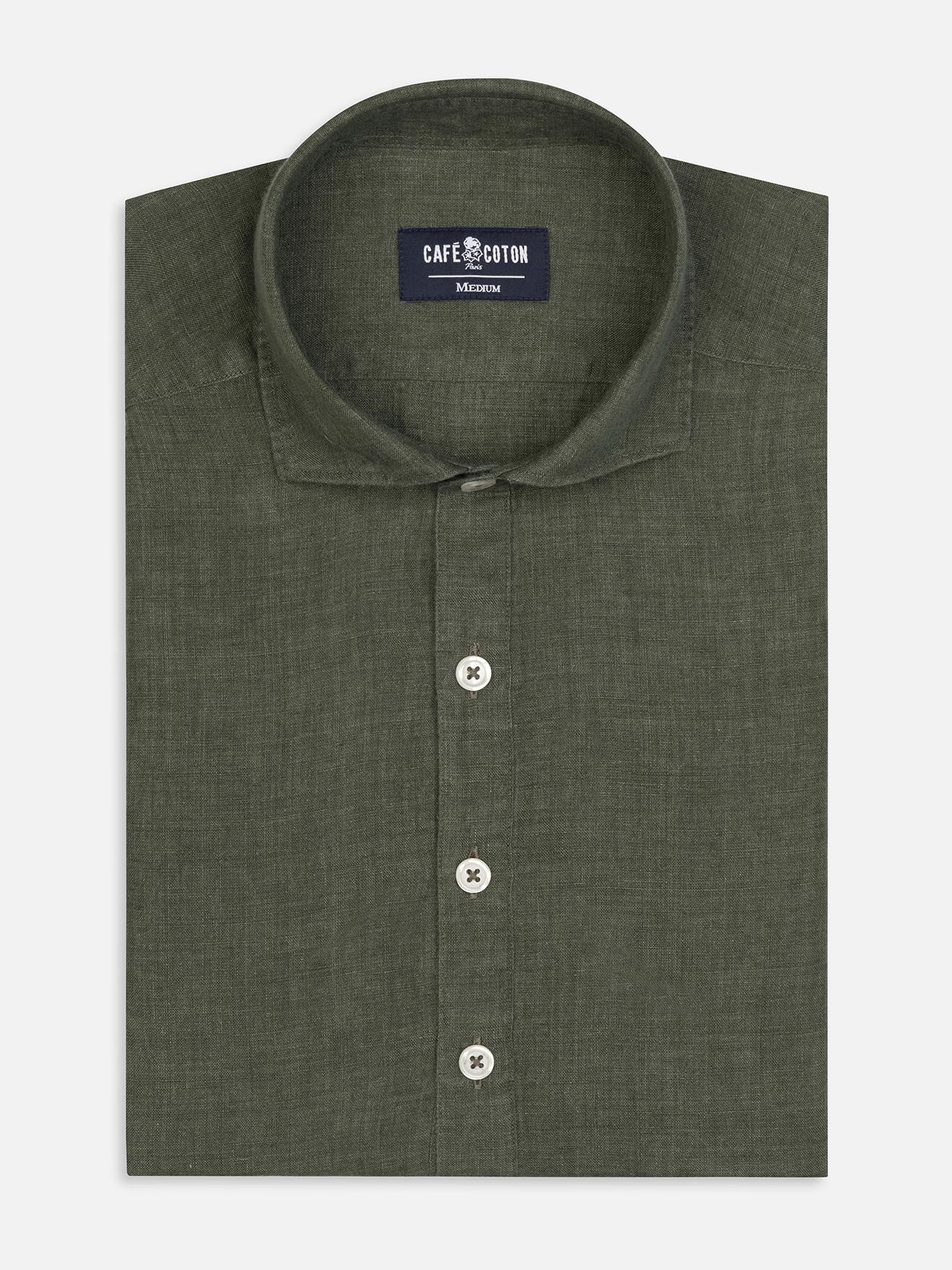 Chemise popover Olaf en lin kaki