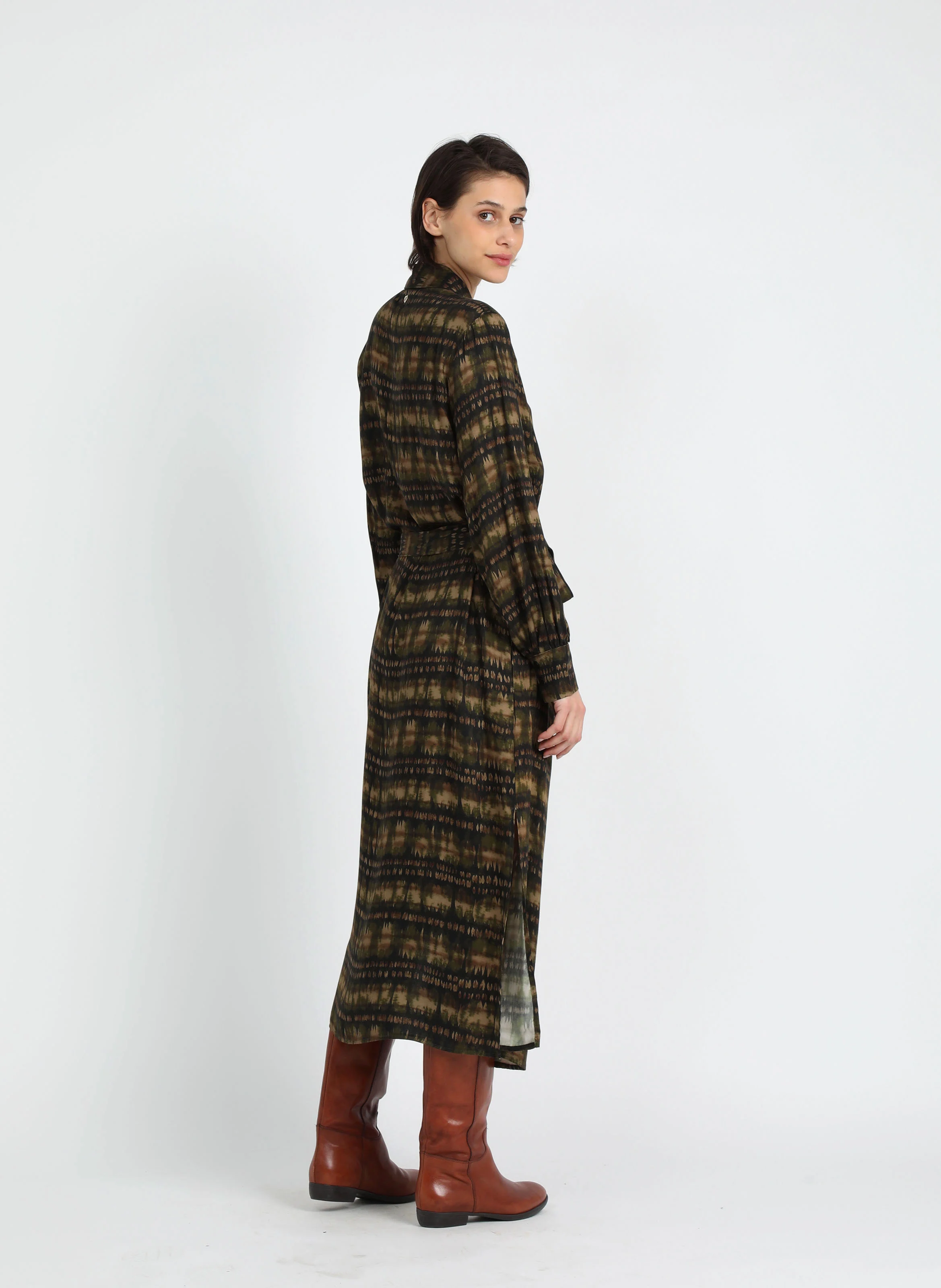 Robe longue avec imprimé| Noir