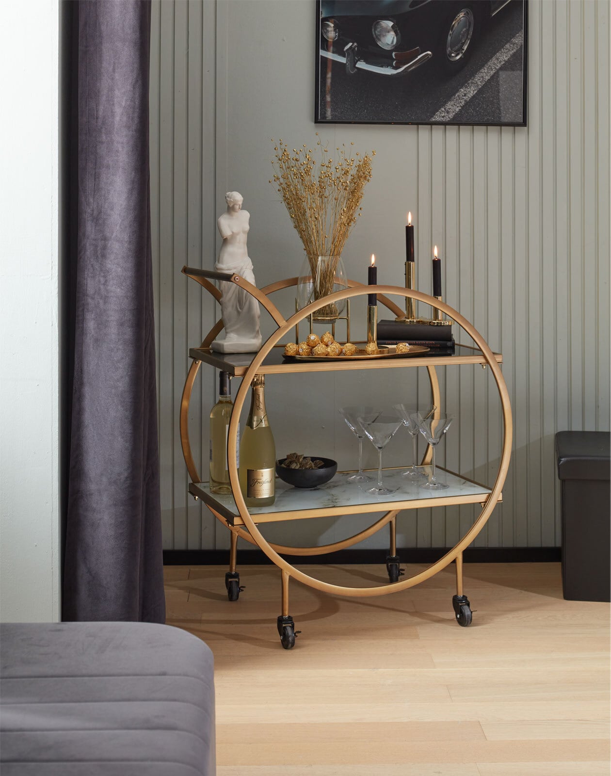 KARE DESIGN Servierwagen LOFT BRASS goldfarbig