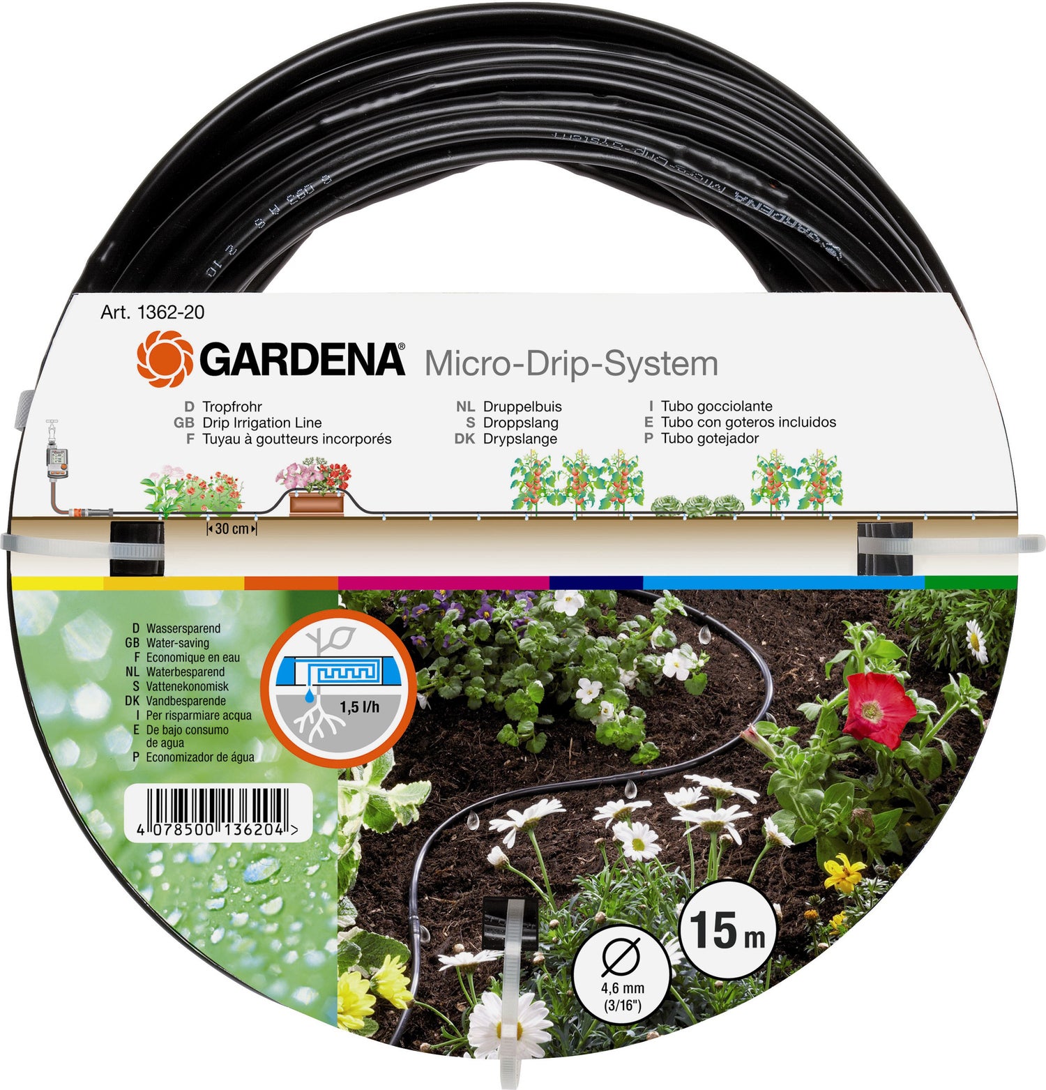 Gardena druppelbuis 4.6 mm 15 m