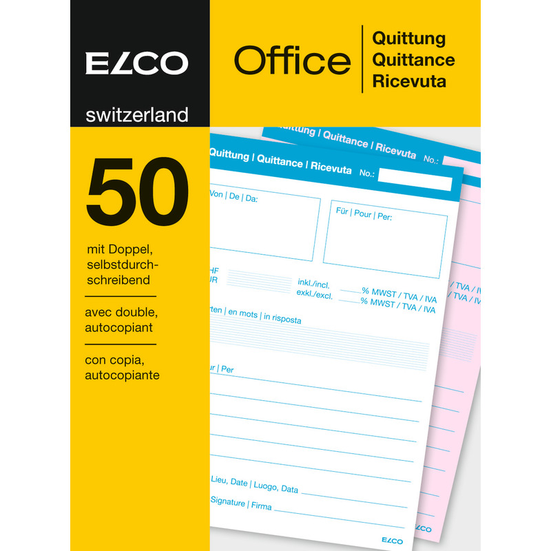 Elco Durchschreibeblock Quittung, 50/50, A6